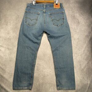Levis Mens 505 Regular Fit Blue Jeans size 36 - 34x30 Actual Stretch Denim Pants